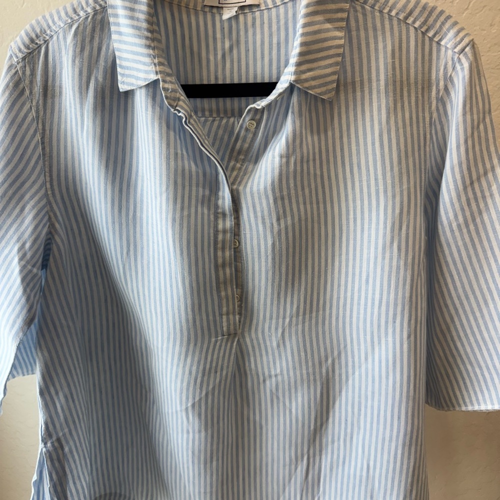 AYR Light Blue and White Striped Blouse